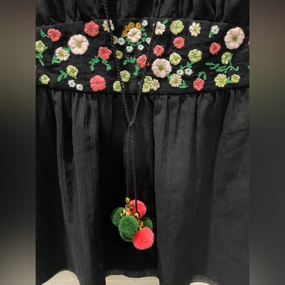 Tory Burch Black Tunic with Floral Details, size 10, NWOT, bohemian - Picture 2 of 5
